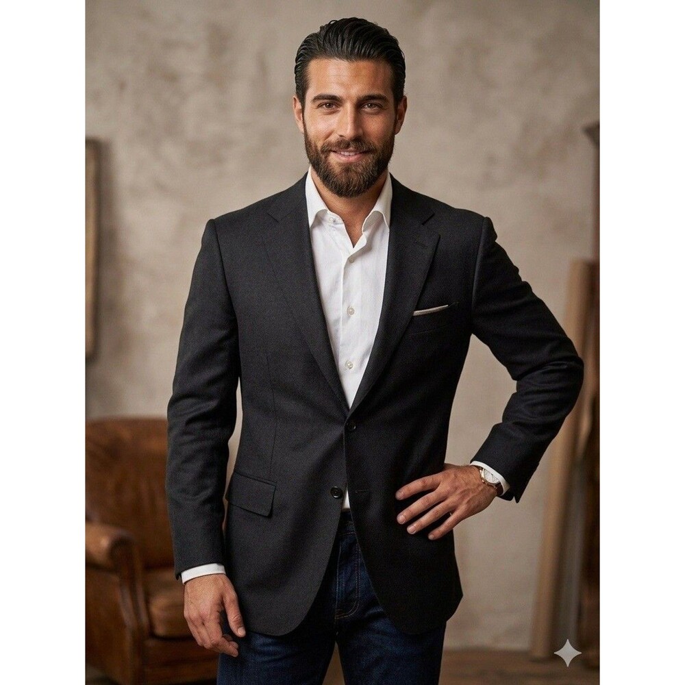 John W Nordstrom Napoli Loro Piana 43R 100% Cashmere Blazer Sport Coat Black